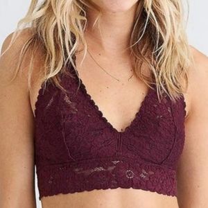 Aerie Eyelash Lace Padded Plunge Bralette